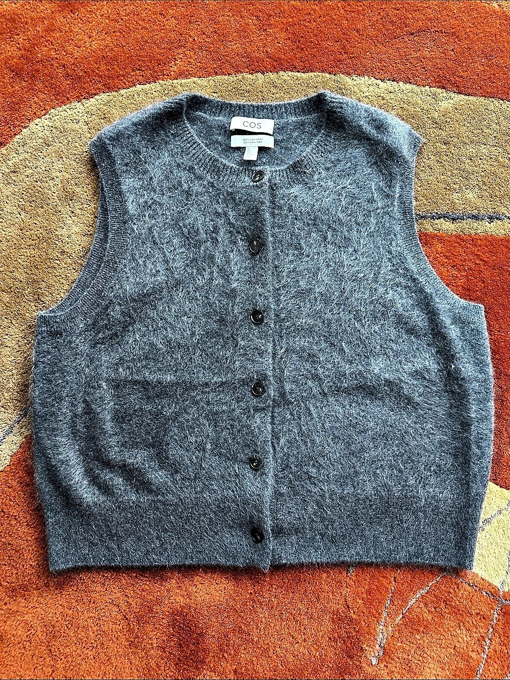 COS Brushed-Cashmere Vest Cashmere Button-Front Vest in Gray Medium